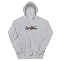 VelvisCali Grey + Orange Stipple Logo Pullover Hoodie